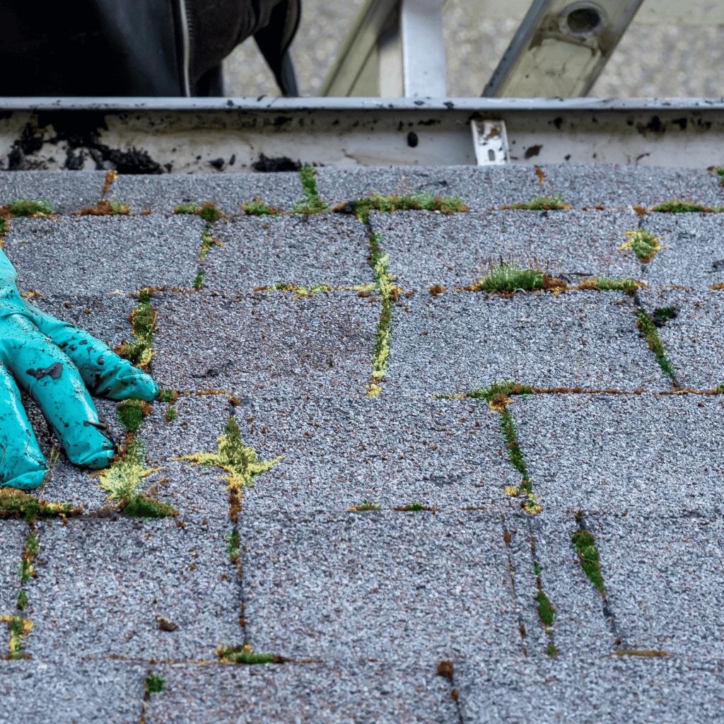 Moss on Asphalt Shingles on a Home Roof