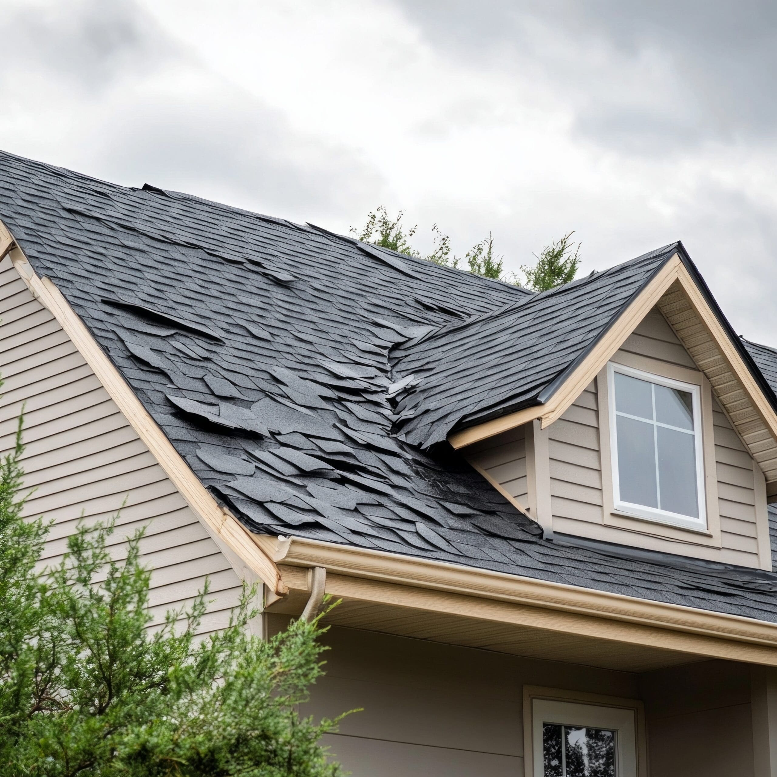 Storm Damage on Roof Allen Roofing & Siding