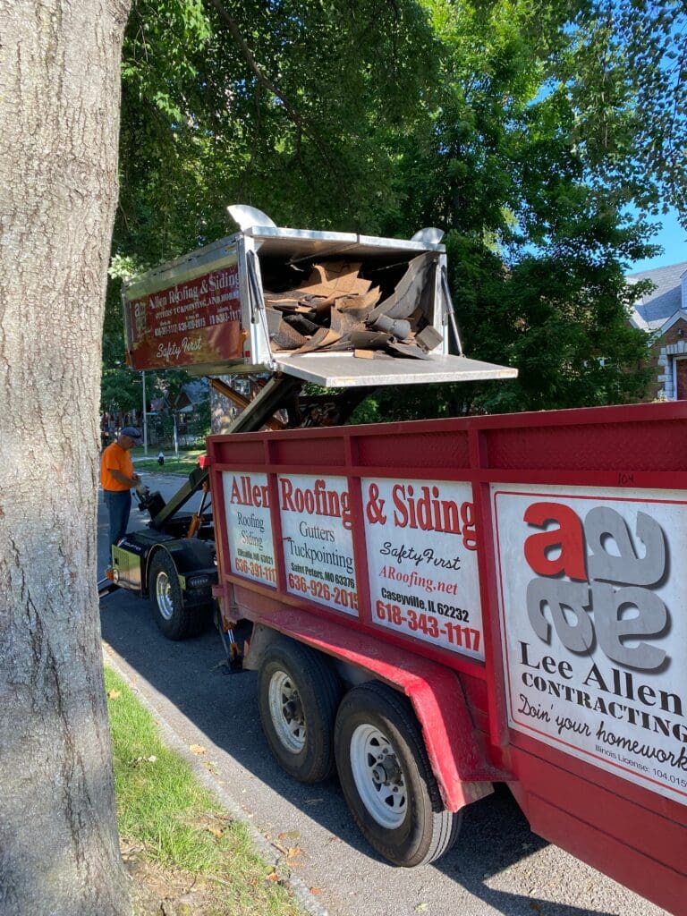 Allen Roofing and Siding Equipter 4000 and dumpster