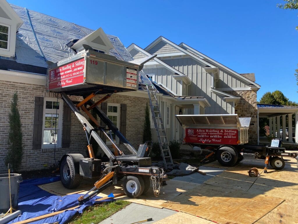 Allen Roofing and Siding debris removal equipment